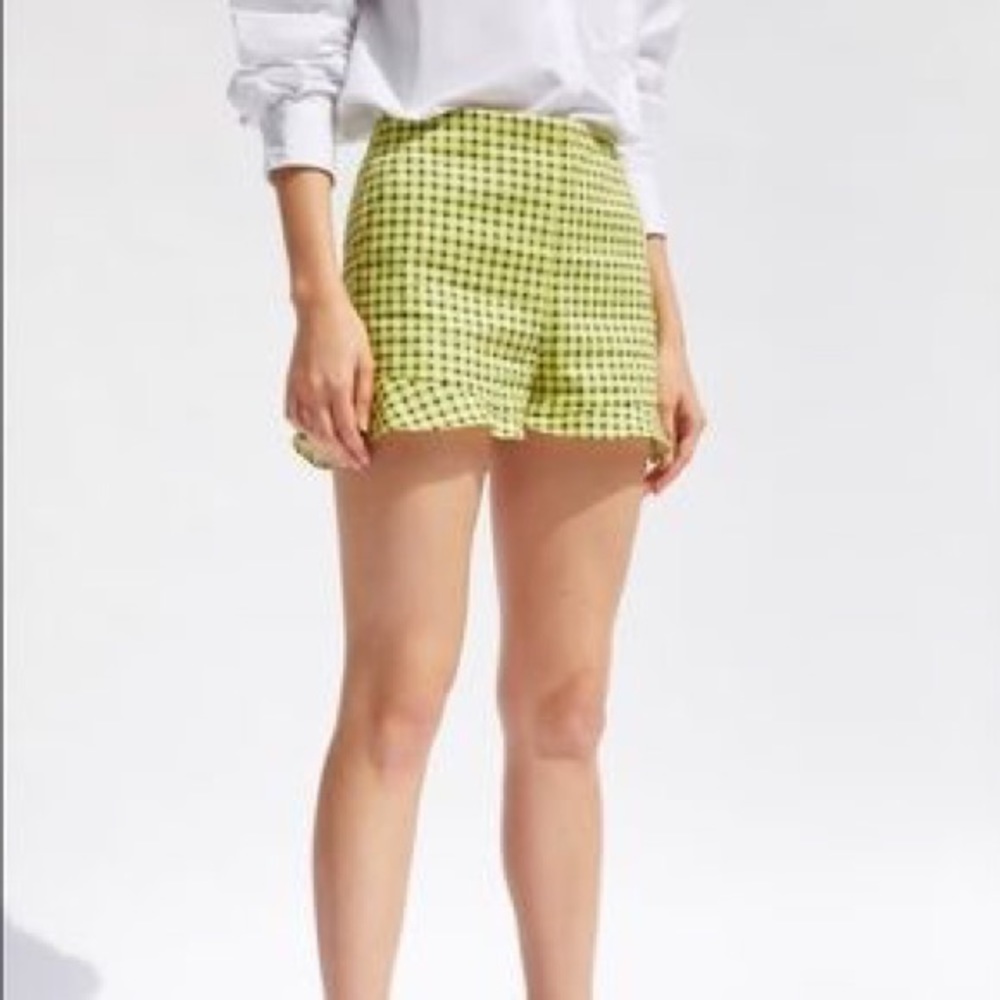 Zara Plaid Printed Ruffle Shorts XS